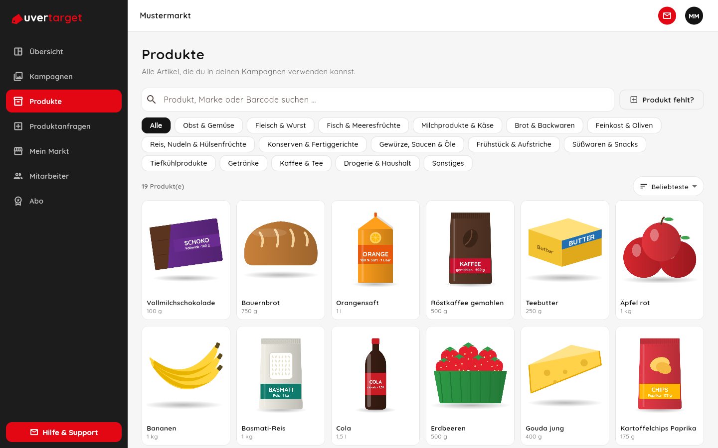 Produktkatalog von uvertarget