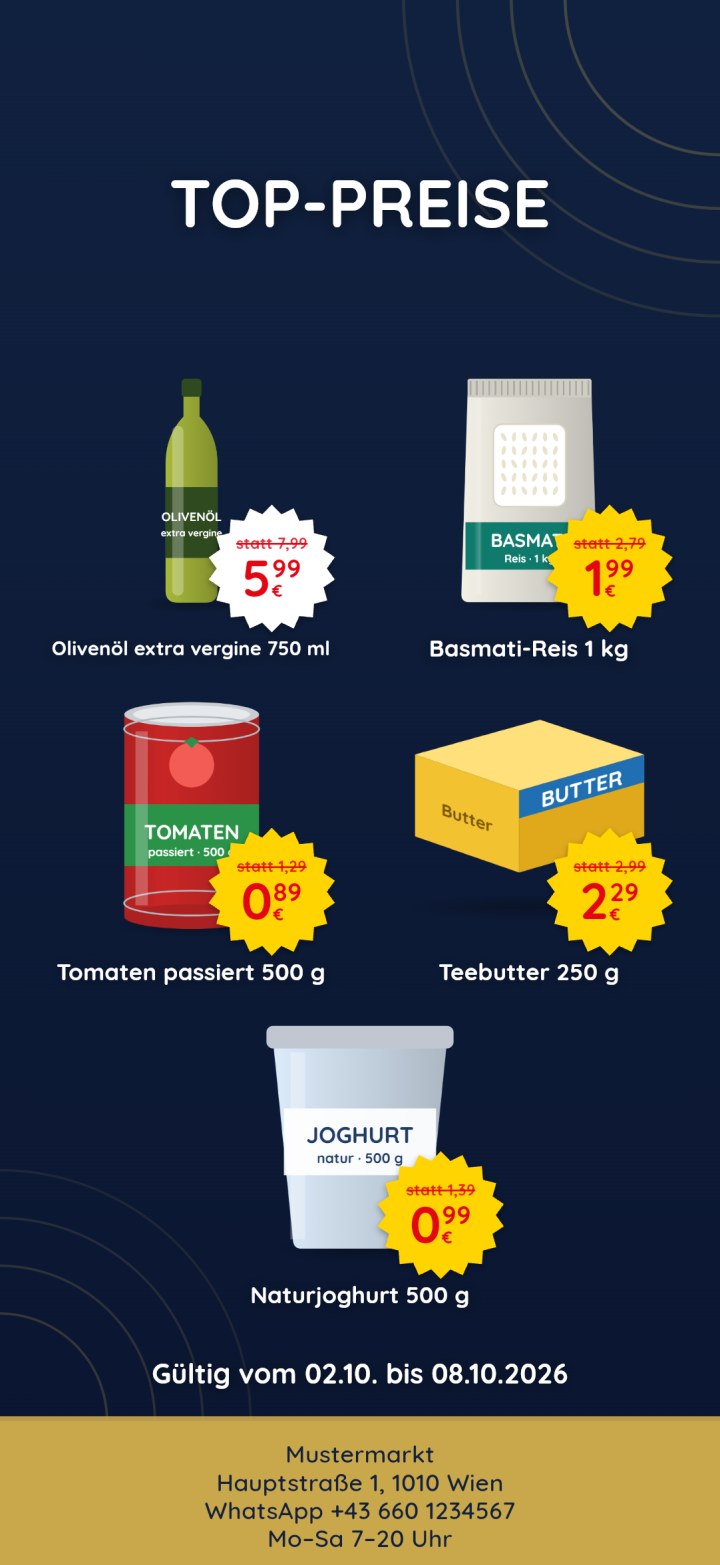 Beispiel: Top-Preise im schlichten Design
