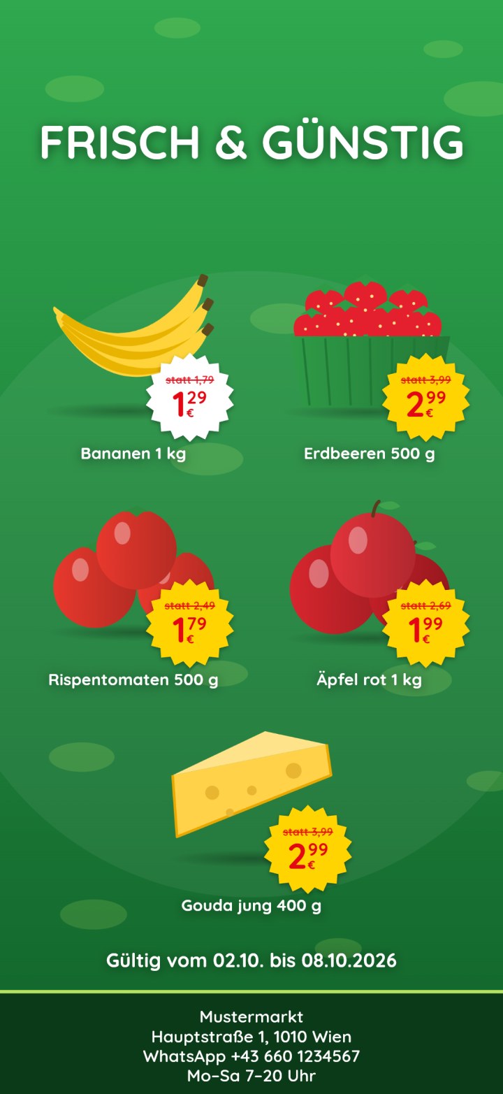 Beispiel: Frisch & günstig – Obst, Gemüse und Käse